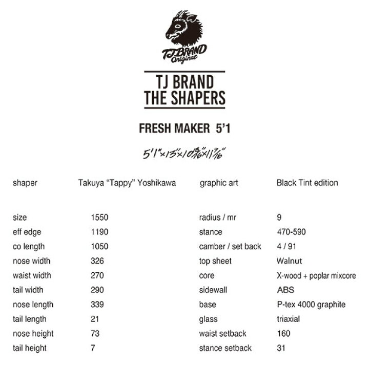 楽天市場】【21/22モデル】T.J Brand The Shapers Series FRESH MAKER 