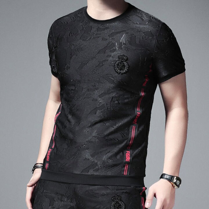 楽天市場 Tシャツ メンズ 刺繍 エンブレム ライン 幾何学 総柄 半袖 Tシャツ メンズファッション オラオラ系 夏服 オシャレ 悪羅悪羅系 ヤンキー チンピラ マイルドヤンキー ストリート系ファッション ラグジュアリースタイル お兄系 大人スタイル バスター 春 夏