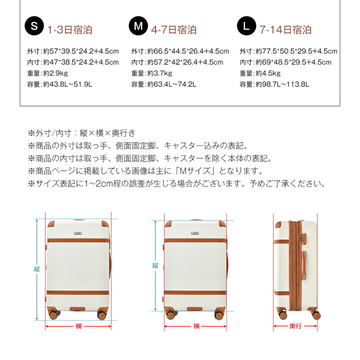 楽天市場】スーツケース Sサイズ Mサイズ Lサイズ 容量拡張 キャリー  