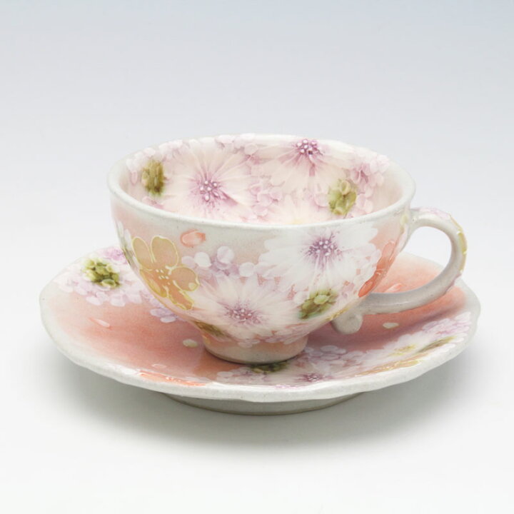 楽天市場】彩紅小花 コーヒー碗皿【瀬戸焼 和食器 食器 コーヒーカップ 
