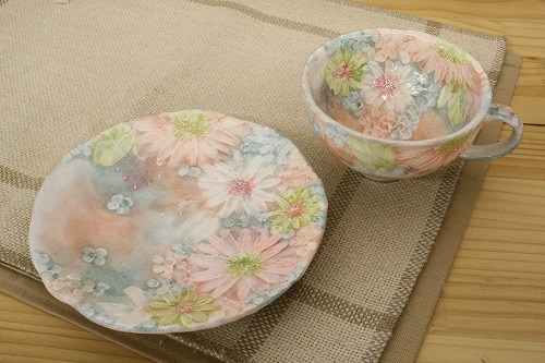 彩化粧花　コーヒー碗皿 | 和食器と和雑貨のお店　舞陶館