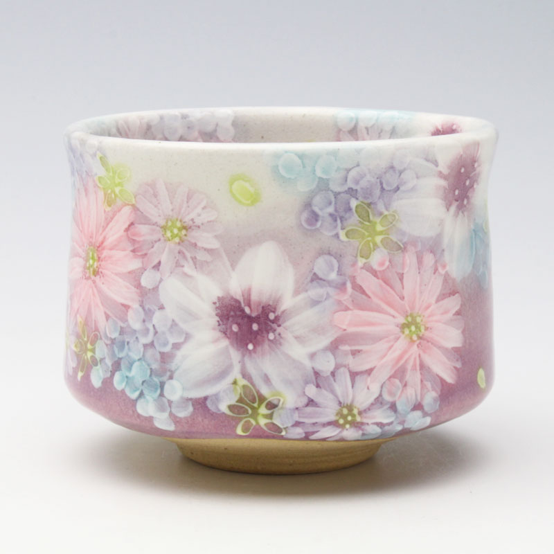 日本正規品 工房 ゆずりは 色彩花 売れ筋 抹茶碗 立型