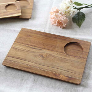 【天然木】WOOD チーク 角プレート(Lサイズ・溝あり) 30cm×21cm BR-02203 ランチプレート トレイ 木製 ウッド 自然素材 おしゃれ キッチン用品 お洒落な食卓 ホームパーティー アウトドア キャ