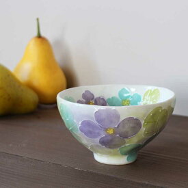 一珍花紋　飯碗（青）　瀬戸焼 和食器 食器 茶碗 手描き 花柄 プレゼント 贈り物 普段使い