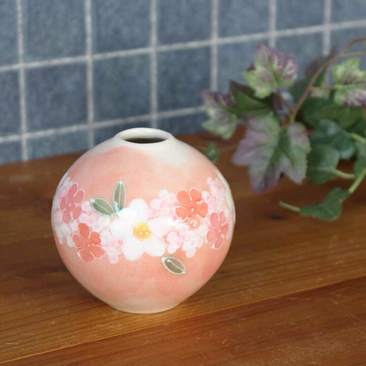 楽天市場】【工房風花】彩小花 丸花入（紅） 花瓶 花生 一輪挿し 