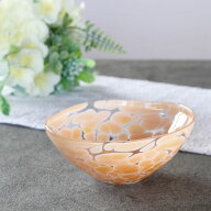 【Azzurro GLASS STUDIO】アプリコットボウル　アズーロ 吹きガラス glass 小鉢 ボウル 手作り ガラス食…