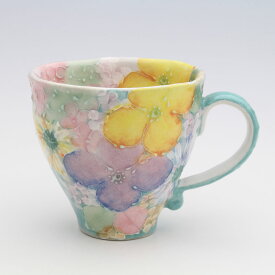 彩優花　マグ【瀬戸焼 和食器 食器 コーヒーカップ 手描き 花柄 プレゼント 贈り物】