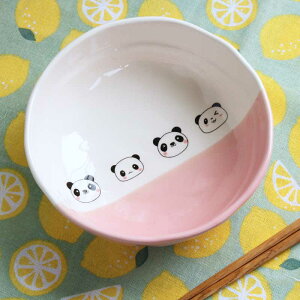 【陶育】パンダシャンピンク シリアルボウル 子供食器 子供膳 キッズ ベビー こども 男の子 女の子 動物 アニマル 食育 離乳食 プレゼント 贈り物 出産祝い 萬古焼 日本製