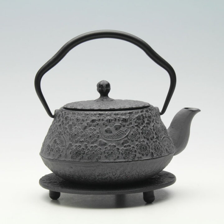 楽天市場】【南部鉄器】鉄瓶 鉄急須 兼用瓶 腰張型桜（茶こし付）瓶敷 