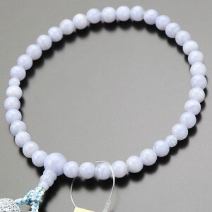 【数珠袋付き】数珠 女性用 約7ミリ ブルーレース 正絹2色房【略式数珠 京念珠 京都 カルセドニー 天然石 葬式 葬儀 法要 法事 宗派共通 贈り物 7mm 水色 ブルー マイ数珠 102080003】【送料無料