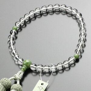 【数珠袋付き】数珠 女性用 約8ミリ 本水晶 独山玉 正絹房【京念珠 念誦 略式 法事 葬儀 葬式 法要 天然石 102080027】