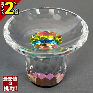 【P2倍★30日から開始】仏具 仏具用品 クリア【クリスタル高月 レインボー 2.5寸】供物台 過去帳 仏具 具足用 モダン かわいい おしゃれ 仏具用品 お供え物 供物 台 ガラス 透明