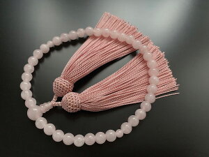 念珠 女性用 紅水晶 7mm玉 人絹頭房 【仏具・珠数・数珠】
