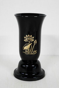 仏具 線香差し 3.5寸 黒色 蓮蒔絵入