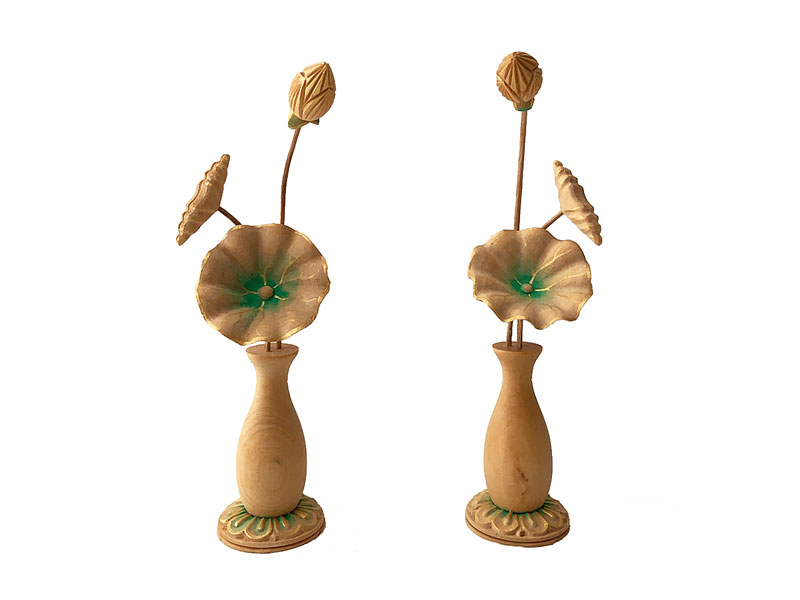 小常花 ツゲ瓶 木製 １対 気質アップ 人気満点 柘植 3.0寸
