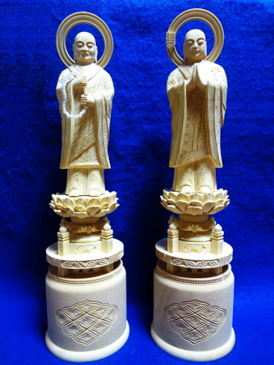 楽天市場】仏像 総柘植 両大師 ( 法然上人 善導大師 ) 4.5寸 金泥書 