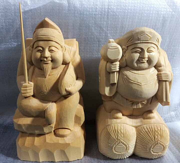 楽天市場】仏像 総白木 恵比寿・大黒天 セット 4.0寸 : 仏壇職人関工作所