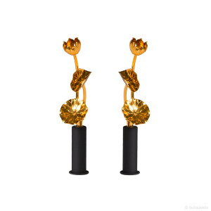 仏具 アルミ常花 水鋲セット 黒 1対(豆)