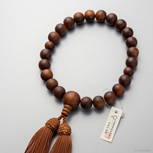 【選べる数珠袋付き】数珠 男性用 縞栴檀22玉 共仕立 茶色房 法事 法要 一連数珠 京念珠 日本製 男性向け センダン【レビューで180日保証】