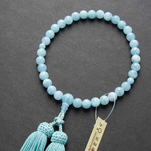 数珠 京念珠 女性用 アクアマリン8mm玉 共・上仕立 正絹房 葬儀 葬式 フォーマル【レビューで180日保証】