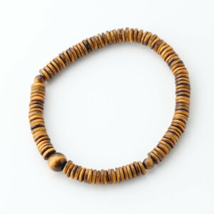 ブレスレット 腕輪 数珠 虎目石 コイン型 108玉 丸玉仕立