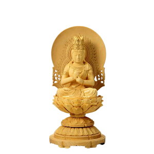 仏像 柘植 丸台座(蓮華) 大日如来 円光背 金泥有 2.0寸