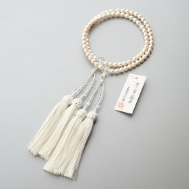 数珠 女性用 二連 伊勢志摩産アコヤ本真珠6.5～7.0mm 水晶切子仕立 正絹房