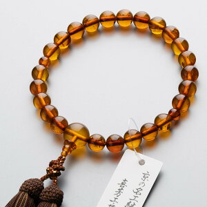 数珠 限定品 男性用 天然琥珀24玉 共仕立 正絹蛍房 コゲ茶に唐茶