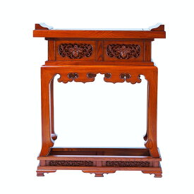 本山型彫入二間香台　2尺2寸　欅(けやき)　摺り漆　寺院用仏具　焼香