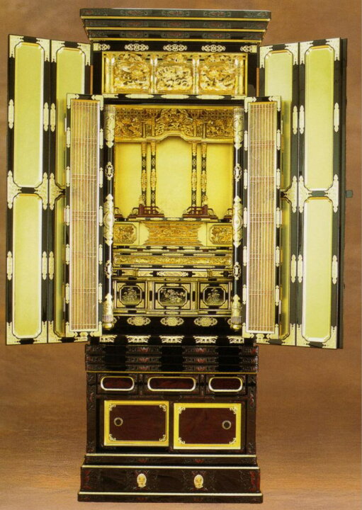 楽天市場】金仏壇・仏壇 【名古屋型 三ッ割欄間高台三方金】20号金箔 