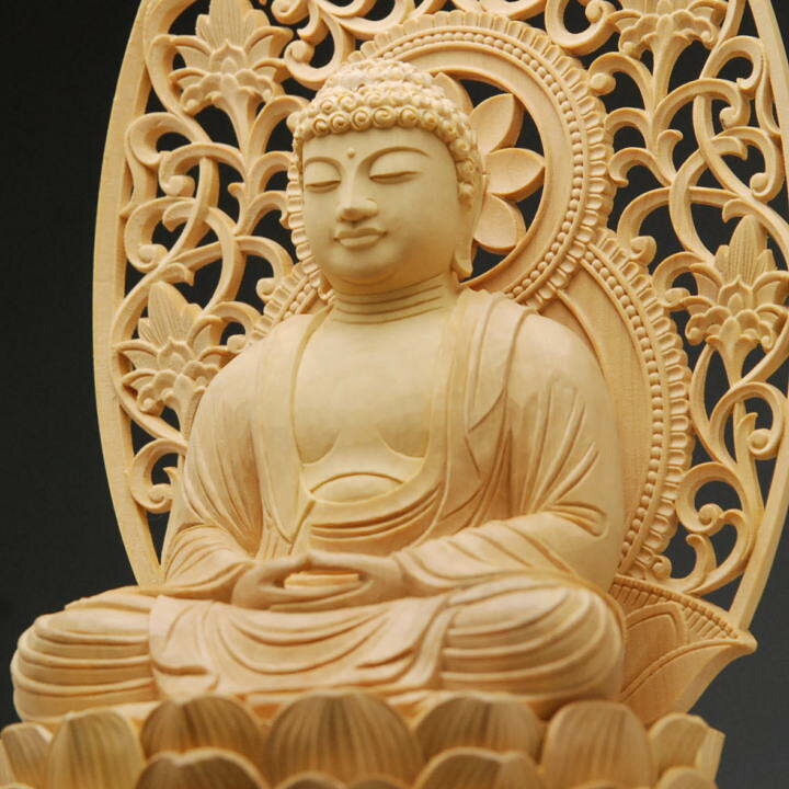 楽天市場】仏像 御本尊 総 柘植 （つげ）材 六角台座 3.0号 釈迦如来 