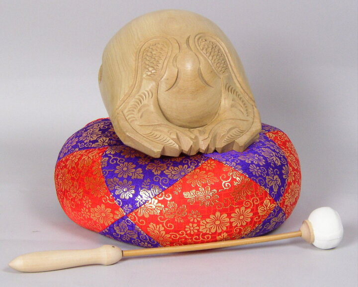 楽天市場】木魚一式 5.5号【玉鳳作 本楠】もくぎょ （丸布団 革巻バイ 