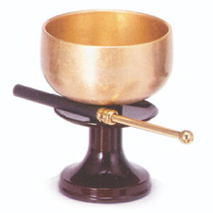 仏具 リン ひびき高杯型おりんセット りん2.0号 高82×径60mm りん棒 巾113×径6.5mm