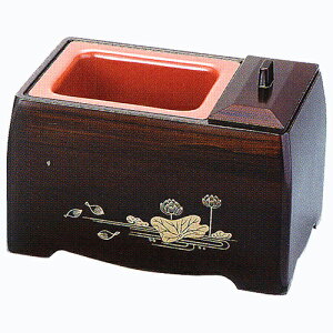 御焼香 お香 角型 香呂 PC製 5寸香炉 木目色 蓮柄入 法事 家庭用 香炉 角香炉 奥行100×巾160×高95mm 重量 372g