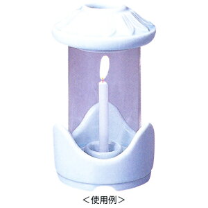 墓参用品 | 白雪 ガラス製ホヤ付 陶器製台 墓前用 屋外用| 奥行80×幅80×高135mm p244 重量 439g 1個
