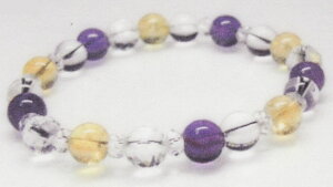 腕輪 石 ブレス シトリンクオーツ・アメジスト・水晶 093 天然石 上級品 (幸運体質・金運)