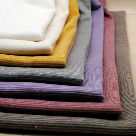 ニット生地 暖かなヒート系 ニット ピンコース ボーダー マスタード ラベンダー 小豆 50cm単位の価格 日本製 ミシン カットソー tシャツ レディス メンズ 子供服 手芸 クラフト 生地 布 屋さん 通販