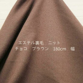 ニット生地 エステル裏毛 ニット チョコ ブラウン 180cm 幅 日本製 50cm単位価格 秋冬 スウエット トレーナー レディス メンズ 子供服 手芸 クラフト 生地 布 厚地