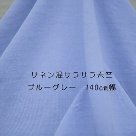 ニット生地 ハーフリネン天竺 ブルーグレー 140cm幅 日本製 50cm単位価格 レディス メンズ キッズ カットソー tシャツ 手作り 布 生地 レビュー
