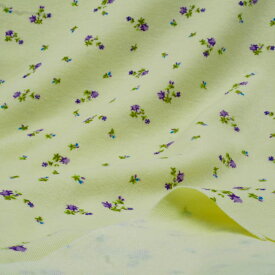 ニット生地 可愛い 花柄 スムース ニット クリーム色 紫 165cm 幅 綿 50cm単位 はかり売り 日本製 レディス キッズ ベビー カットソー tシャツ 女の子 レビュー