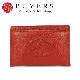 【中古】【美品】シャネル カードケース キャビアスキン CHANEL 22番台 レザー ココマーク レッド 赤 クレジットカードケース Card Case leather used second hand Red Caviarskin b-a11077