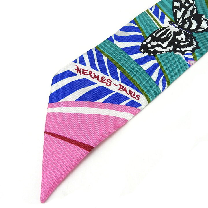 美品】エルメス スカーフ ツイリー 『ジャガー ケツァール』 シルク Q25 