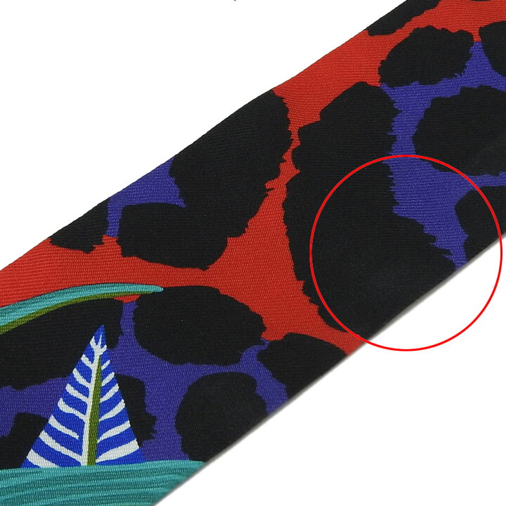 美品】エルメス スカーフ ツイリー 『ジャガー ケツァール』 シルク Q25 