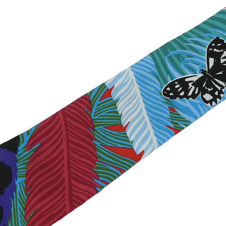 美品】エルメス スカーフ ツイリー 『ジャガー ケツァール』 シルク Q25 