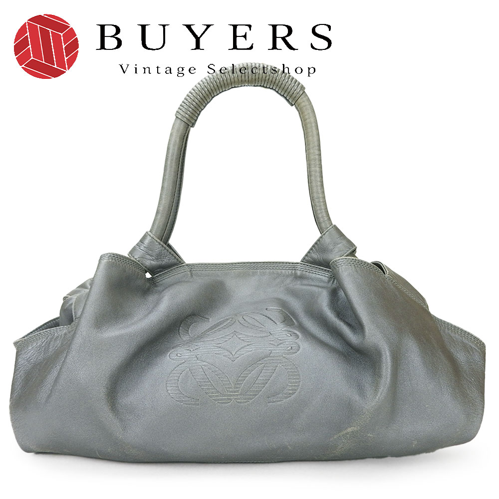 ロエベ ハンドバッグ ナッパアイレ アナグラム レザー 革 グレー 女性 レディース シック LOEWE hand bag leather gray