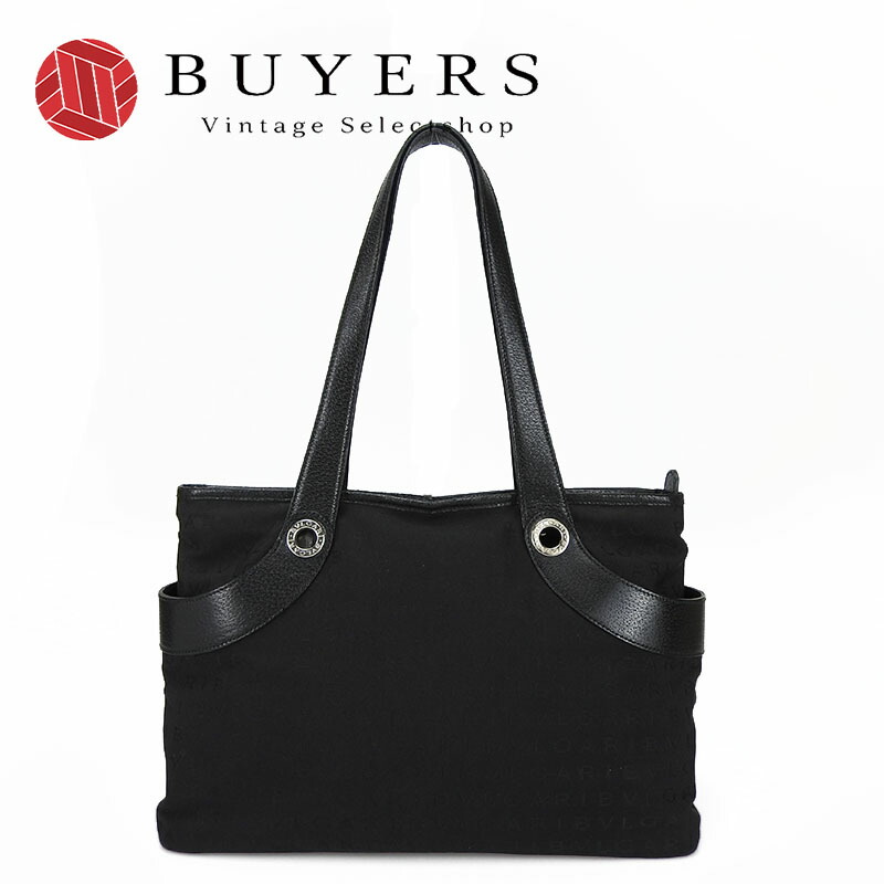 BVLGARI ブルガリ ロゴマニア トートバッグ キャンバス レザー ブラック 黒 Tote Bag Logo Canvas Leather  Black【中古】 | Vintage Selectshop BUYERS
