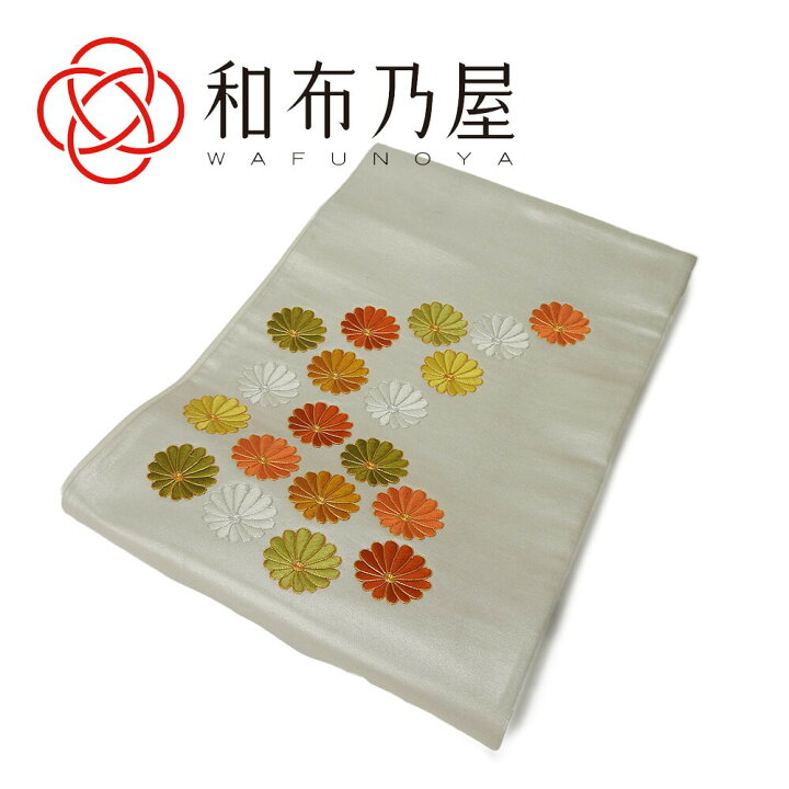 楽天市場】【中古】袋帯 花 刺繍 フォーマル シルバー系 アイボリー系 