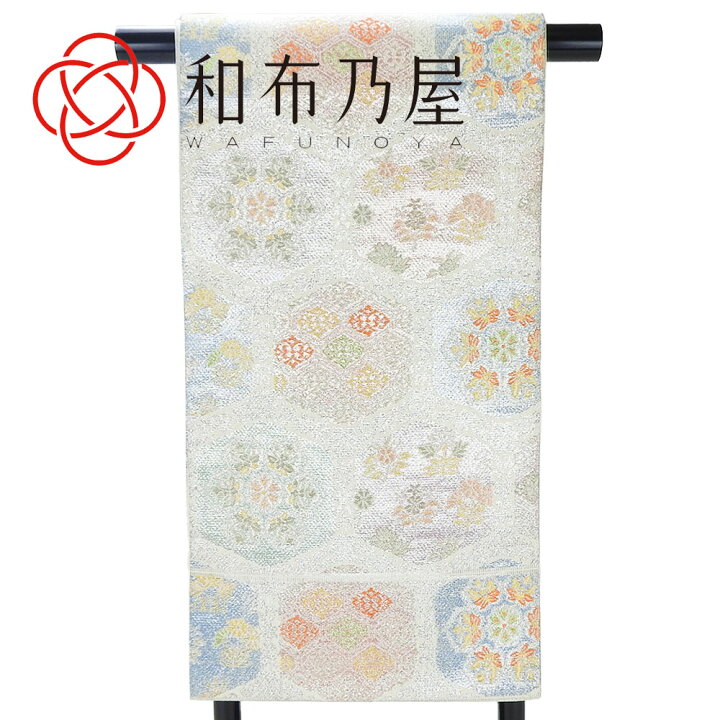 楽天市場】【中古】袋帯 銀地 白地 正倉院文様 パステルカラー  