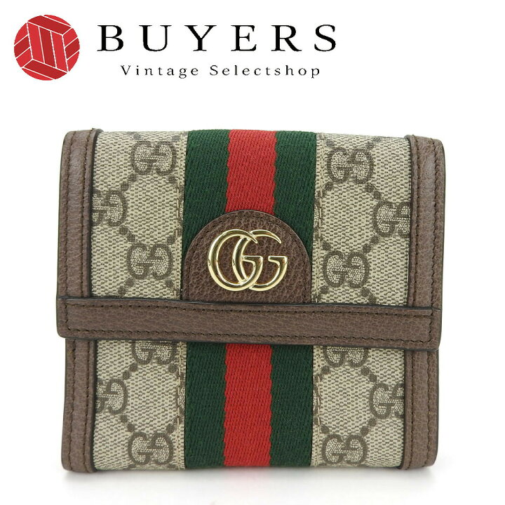 楽天市場】【中古】 グッチ 二つ折り財布 523173 シェリーライン GG 
