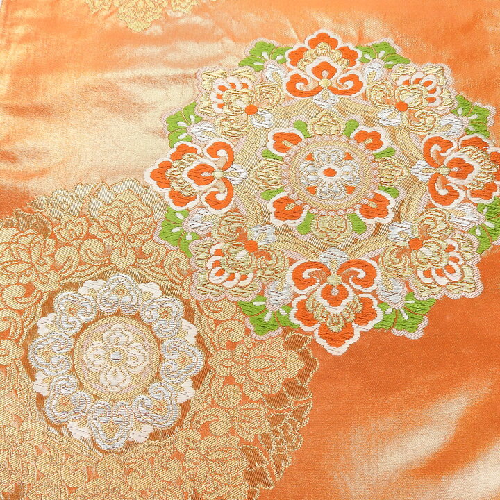 楽天市場】【中古】袋帯 正倉院文様 華文 オレンジ地 金地 振袖用 成人 